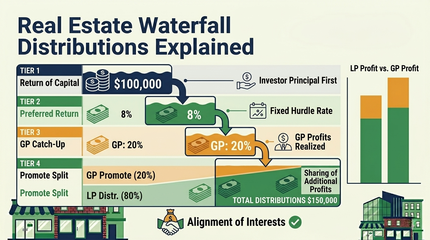 Real Estate Waterfall Distributions Explained: GP/LP Structures for CRE